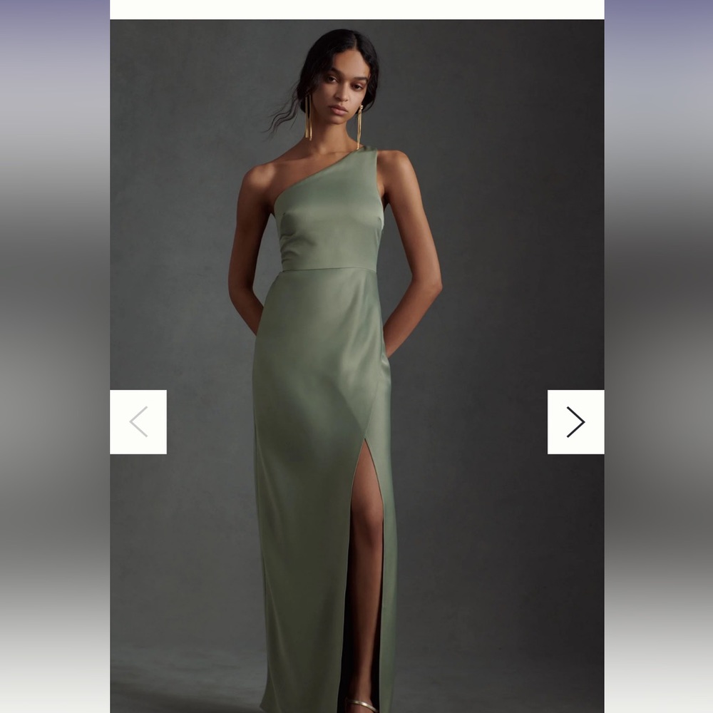 Anthropology bridesmaid dress moss green